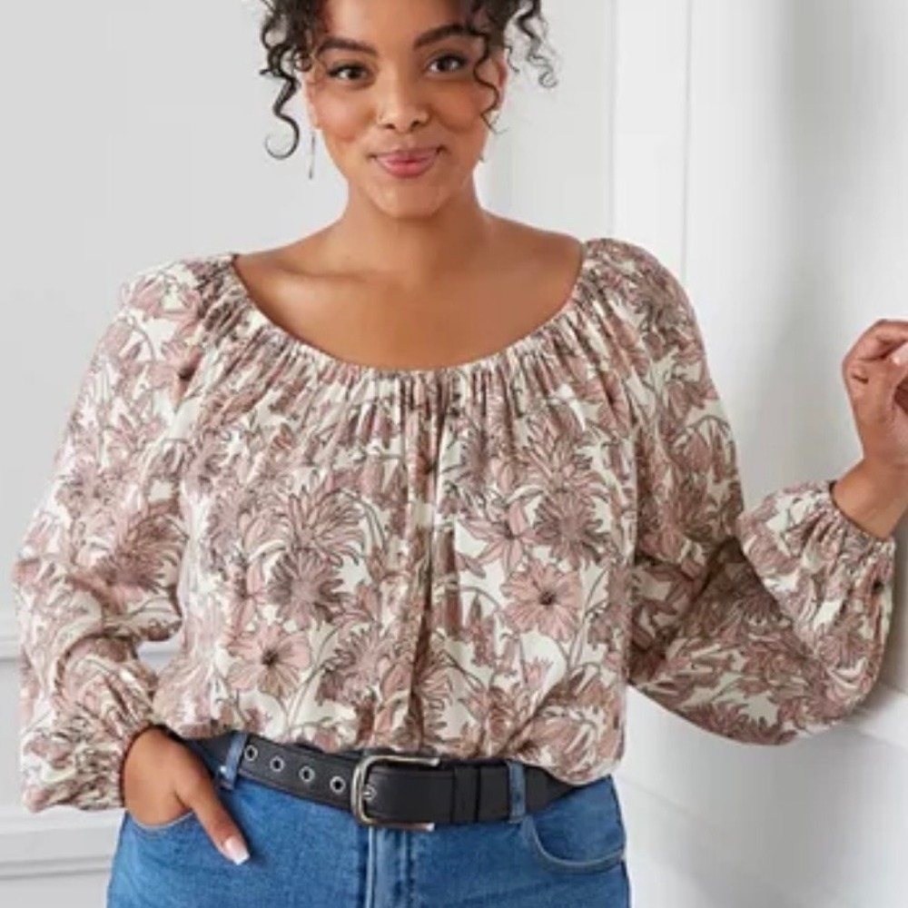 Karen Kane Womens Flowy Floral Peasant Blouse Top 2X NWT $148 Romantic Boho